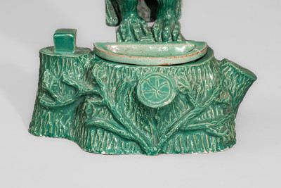 Unusual Aqua-Glazed Stoneware Figure of an Owl, attrib. Alfred Frail, Liverpool, Ohio, c1930