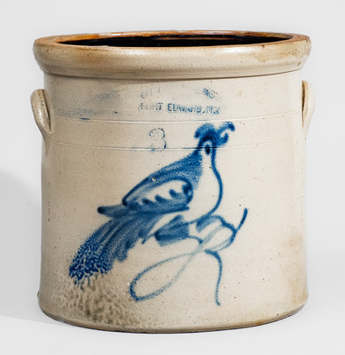 OTTMAN BRO'S / FORT EDWARD, N.Y. Three-Gallon Stoneware Bird Crock