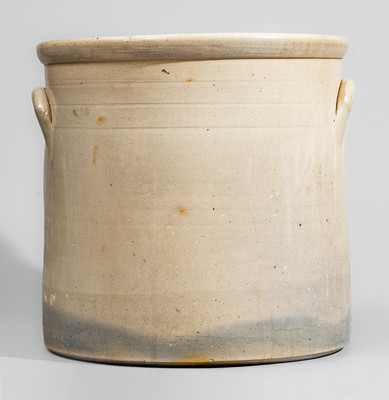 Four-Gallon WEST TROY, N.Y. POTTERY Stoneware Chicken Crock, c1875