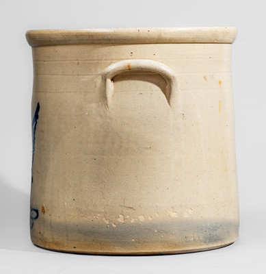 Four-Gallon WEST TROY, N.Y. POTTERY Stoneware Chicken Crock, c1875