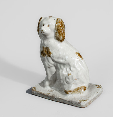 Slip-Decorated Midwestern Stoneware Spaniel Bank, fourth quarter 19th century