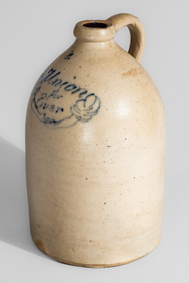 Rare "Union Forever" Stoneware Jug w/ Clasped Hand Decoration, Civil War Era, attrib. Manhattan