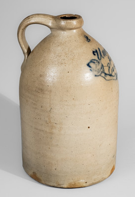 Rare "Union Forever" Stoneware Jug w/ Clasped Hand Decoration, Civil War Era, attrib. Manhattan