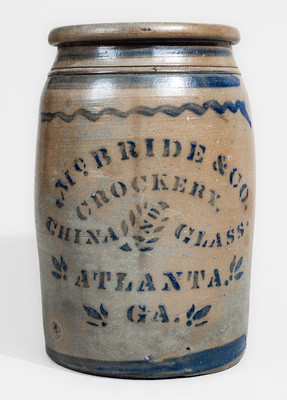 Extremely Rare Western PA Stoneware Jar w/ Atlanta, Georgia Advertising, c1875