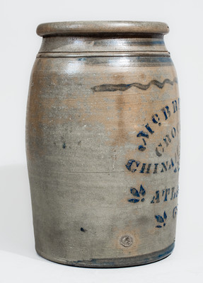 Extremely Rare Western PA Stoneware Jar w/ Atlanta, Georgia Advertising, c1875