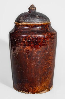 Glazed Redware Jar w/ Lid, possibly Southern origin, 19th century