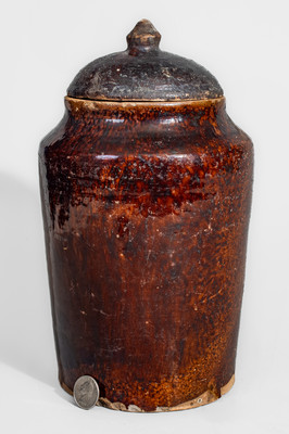 Glazed Redware Jar w/ Lid, possibly Southern origin, 19th century