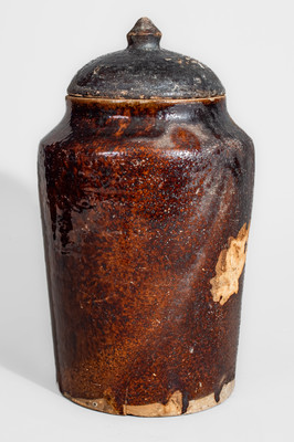 Glazed Redware Jar w/ Lid, possibly Southern origin, 19th century