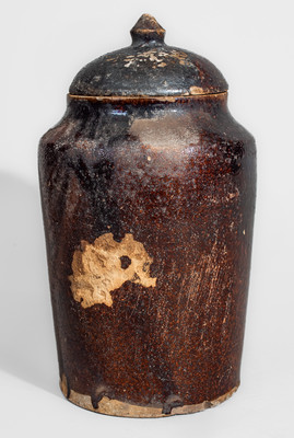Glazed Redware Jar w/ Lid, possibly Southern origin, 19th century