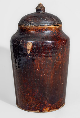 Glazed Redware Jar w/ Lid, possibly Southern origin, 19th century