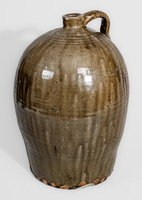 Four-Gallon Southern Alkaline-Glazed Stoneware Jug, second half 19th century