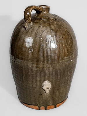 Four-Gallon Southern Alkaline-Glazed Stoneware Jug, second half 19th century