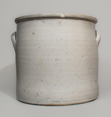 N CLARK JR / ATHENS NY Two-Gallon Stoneware Crock w/ Cobalt Foliate Decoration