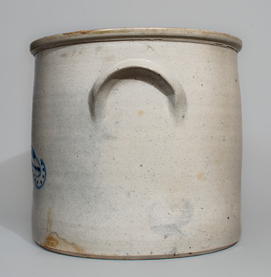 N CLARK JR / ATHENS NY Two-Gallon Stoneware Crock w/ Cobalt Foliate Decoration