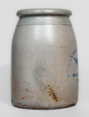 PALATINE POTTERY CO. / W. VA Stoneware Canning Jar w/ Stenciled Cobalt Pear Motif