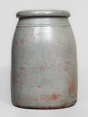 PALATINE POTTERY CO. / W. VA Stoneware Canning Jar w/ Stenciled Cobalt Pear Motif