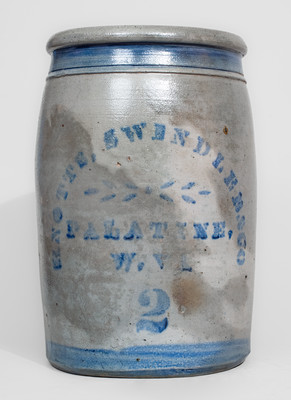 KNOTTS, SWINDLER & CO. / PALATINE, W. VA. Cobalt-Decorated Stoneware Jar