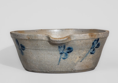 Baltimore Stoneware Milkpan w/ Cobalt Clover Decoration, c1875