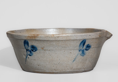 Baltimore Stoneware Milkpan w/ Cobalt Clover Decoration, c1875