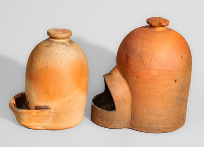 Two Pottery Chicken Waterers, American, second half 19th century