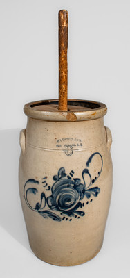 Six-Gallon HAXSTUN & CO. / FORT EDWARD, N.Y. Stoneware Churn