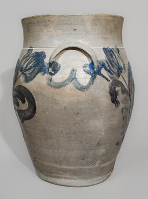 Attrib. Richard C. Remmey, Philadelphia, PA Three-Gallon Stoneware Jar w/ Elaborate Cobalt Decoration