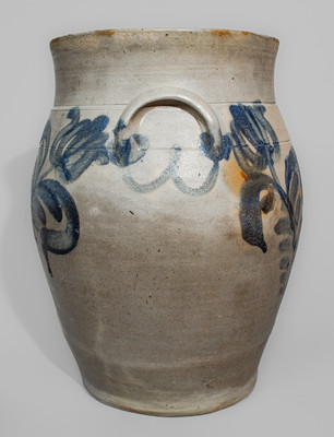 Attrib. Richard C. Remmey, Philadelphia, PA Three-Gallon Stoneware Jar w/ Elaborate Cobalt Decoration