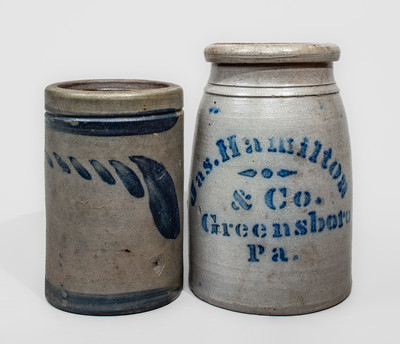 Two Cobalt-Decorated Western PA Stoneware Canning Jars