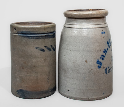 Two Cobalt-Decorated Western PA Stoneware Canning Jars