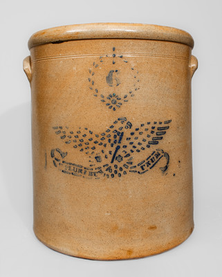 Six-Gallon Ohio Stoneware Eagle Crock, E PLURIBUS UNUM