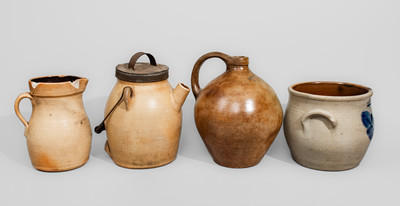 Four Pieces of Salt-Glazed Northeastern Stoneware, 19th century
