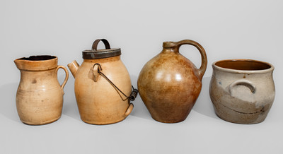 Four Pieces of Salt-Glazed Northeastern Stoneware, 19th century