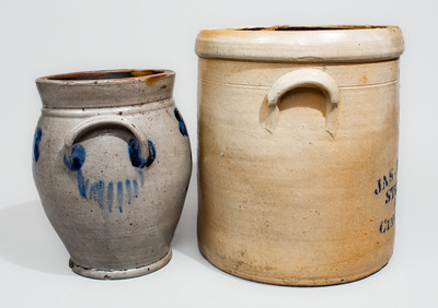 Two Pieces of Cobalt-Decorated American Stoneware, second half 19th century