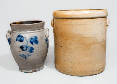 Two Pieces of Cobalt-Decorated American Stoneware, second half 19th century
