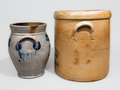 Two Pieces of Cobalt-Decorated American Stoneware, second half 19th century