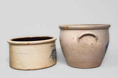 Two Pieces of Cobalt-Decorated Pennsylvania Stoneware, third quarter 19th century