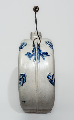 Molded Stoneware Canteen, F & K / WINES, attrib. White's Pottery, Utica, NY