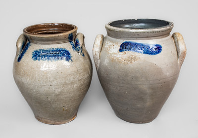 Two Cobalt-Decorated Ohio Stoneware Jars, second quarter 19th century