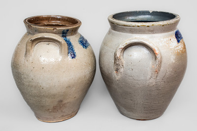 Two Cobalt-Decorated Ohio Stoneware Jars, second quarter 19th century