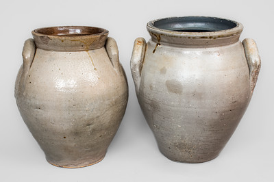 Two Cobalt-Decorated Ohio Stoneware Jars, second quarter 19th century