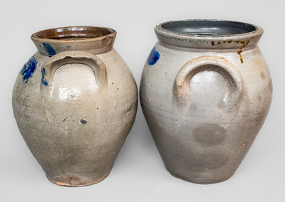 Two Cobalt-Decorated Ohio Stoneware Jars, second quarter 19th century