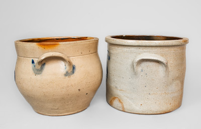 Two Pieces of Cobalt-Decorated Northeastern U.S. Stoneware, 19th century