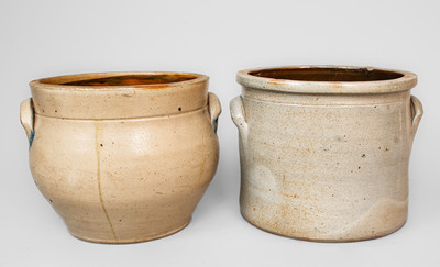 Two Pieces of Cobalt-Decorated Northeastern U.S. Stoneware, 19th century