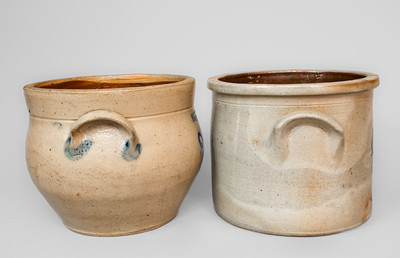 Two Pieces of Cobalt-Decorated Northeastern U.S. Stoneware, 19th century