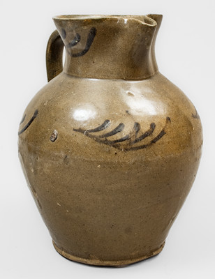 Attrib. Thomas Chandler, Edgefield District, SC Alkaline-Glazed Stoneware Pitcher w/ Iron Slip Decoration