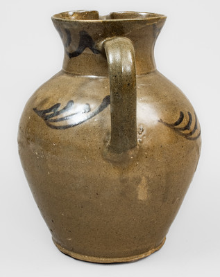 Attrib. Thomas Chandler, Edgefield District, SC Alkaline-Glazed Stoneware Pitcher w/ Iron Slip Decoration