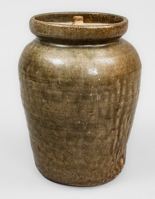 J.W.S. & CO. / PINE HOUSE, S C Alkaline-Glazed Stoneware Jar w/ Lid, c1860