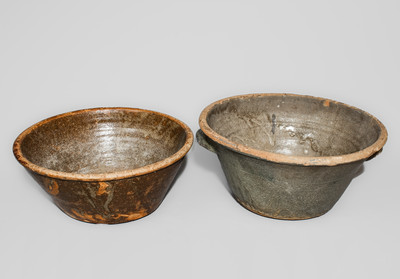 Two Alkaline-Glazed Edgefield District, SC Stoneware Bowls