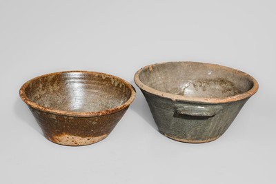 Two Alkaline-Glazed Edgefield District, SC Stoneware Bowls