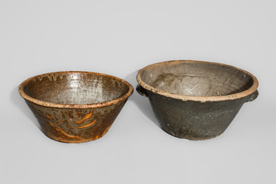 Two Alkaline-Glazed Edgefield District, SC Stoneware Bowls